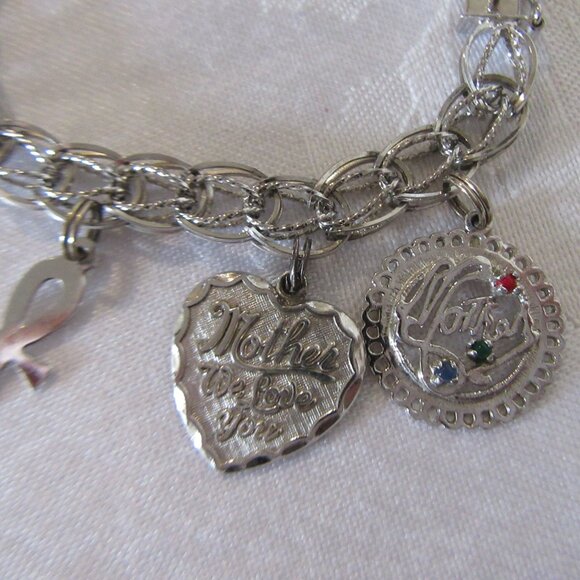 Vintage Sterling Silver Charm Bracelet DS  "Mother" - Picture 5 of 12